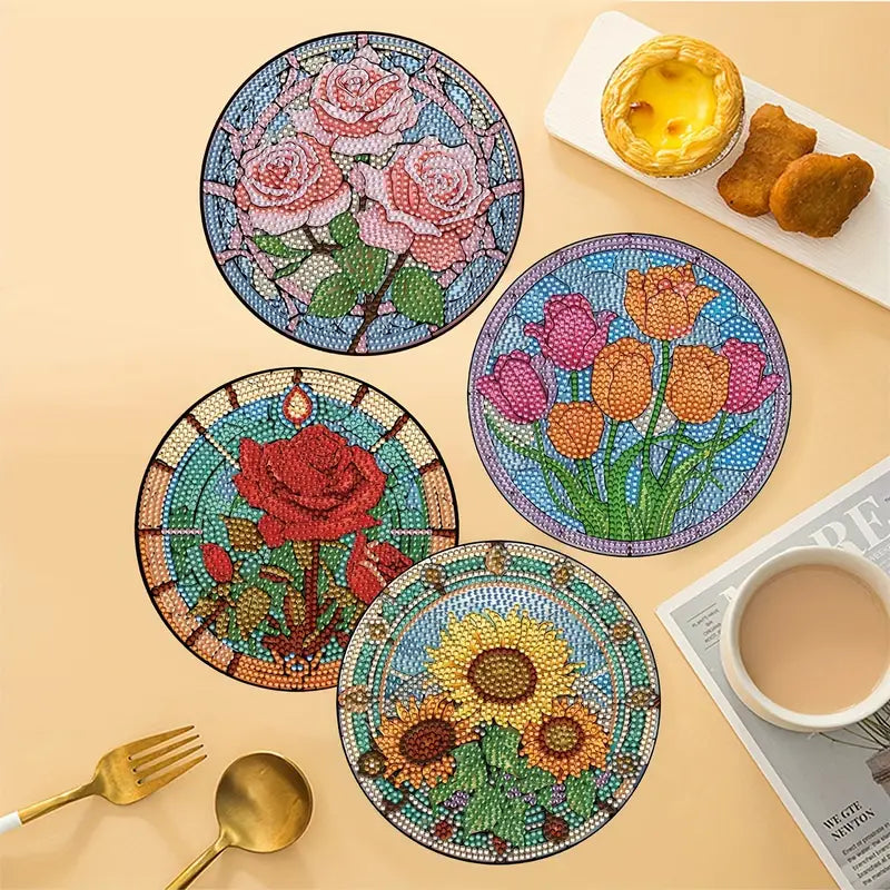 4 pc large coaster set with holder