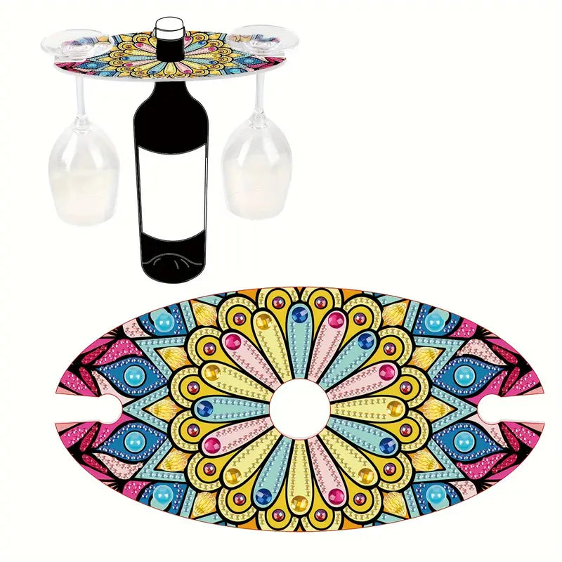 Wine bottle topper with 2 wine glasses - multi