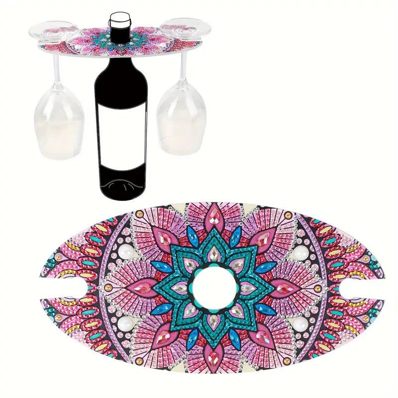 Wine bottle topper with wine glass set - red